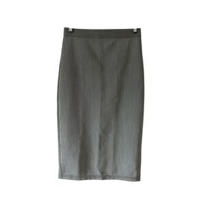Topshop Gray & White Pinstriped Skirt Size 4 Bodycon Pencil Midi Office Casual